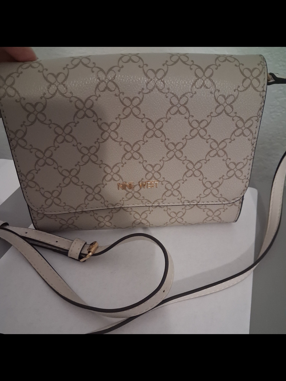 Nine West Cream Crossbody Bag with Signature Pattern
